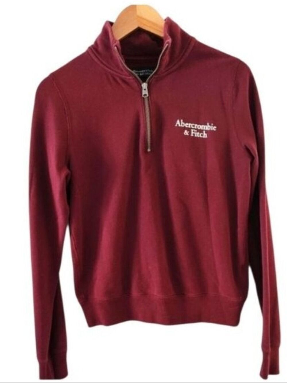 ABERCROMBIE AND FITCH Soft AF Collection XS Burgundy 1/4 Zip Sweatshirt
